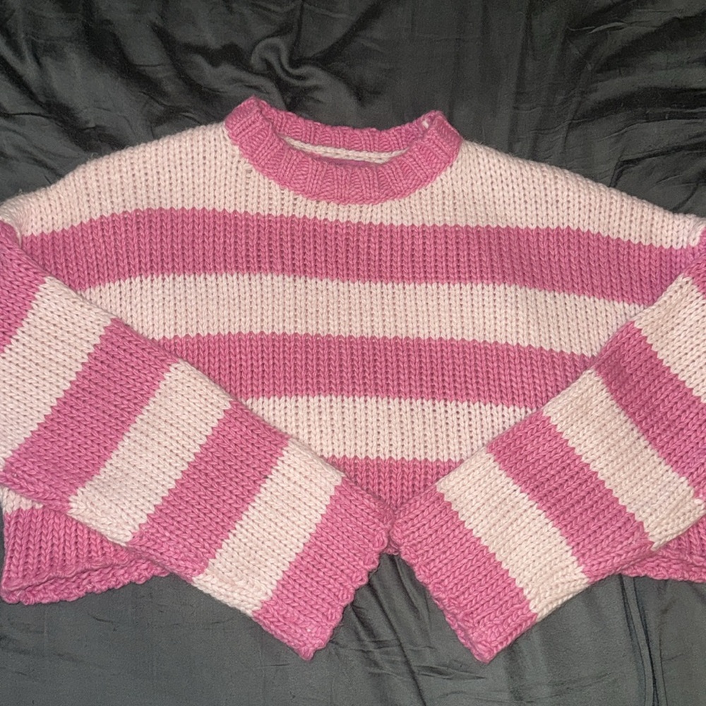 Edikted Light pink and Dark pink Knit cropped SweaterXS/S